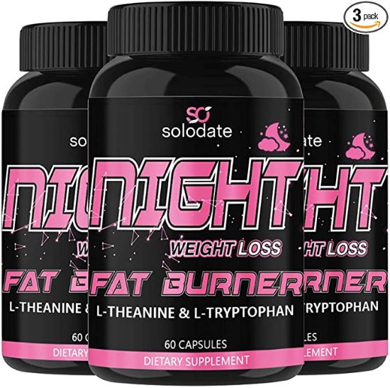 Picture of 3 Pack Night Time Fat Burner,Appetite Suppressant and Sleep Aid Supplement,Boost Metabolism,Weight Loss Pills for Women and Men,60 Capsules Healthier Diet Pills